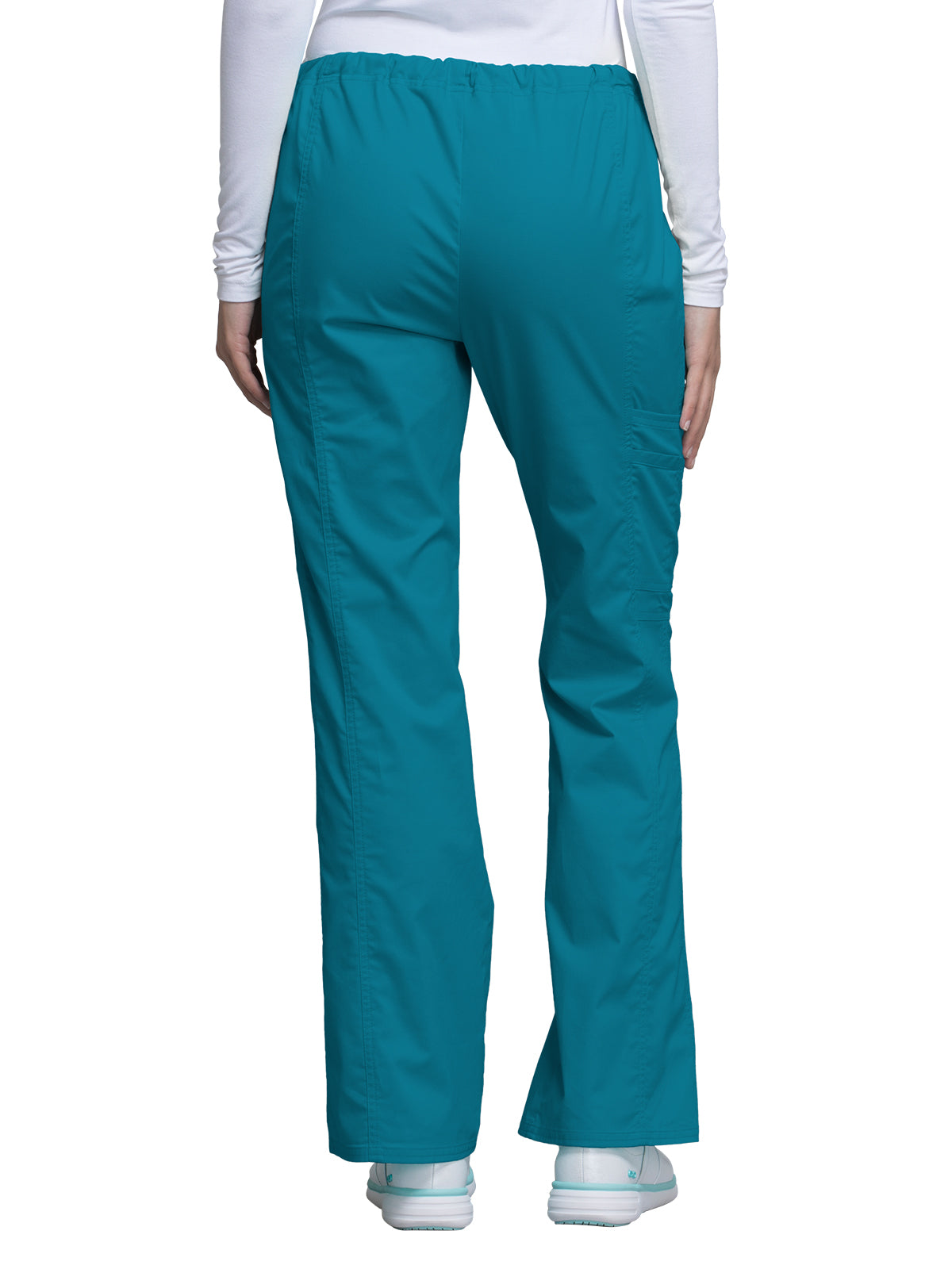 Women's Mid Rise Drawstring Cargo Scrub Pant - 4044 - Caribbean Blue