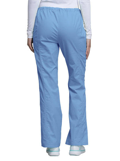 Women's Mid Rise Drawstring Cargo Scrub Pant - 4044 - Ciel