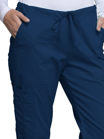 Women's Mid Rise Drawstring Cargo Scrub Pant - 4044 - Navy