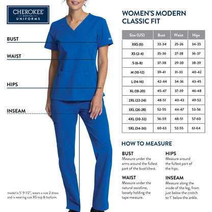 Women's Mid Rise Drawstring Cargo Scrub Pant - 4044 - Ciel