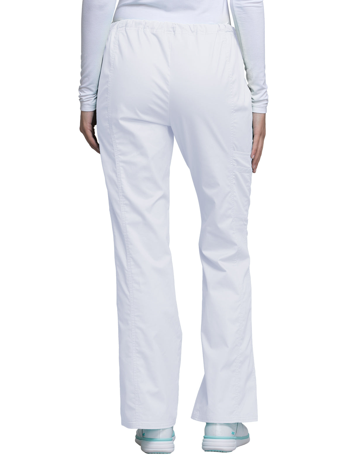 Women's Mid Rise Drawstring Cargo Scrub Pant - 4044 - White