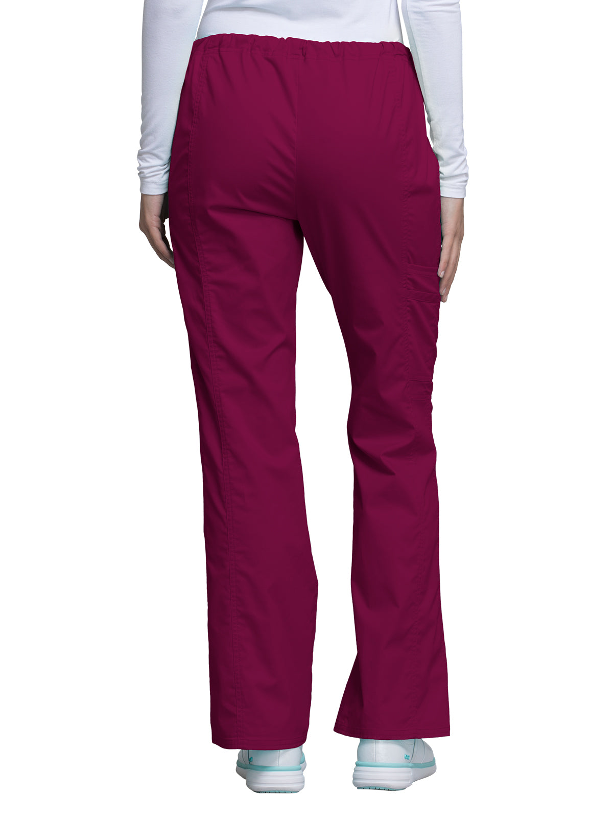 Women's Mid Rise Drawstring Cargo Scrub Pant - 4044 - Wine