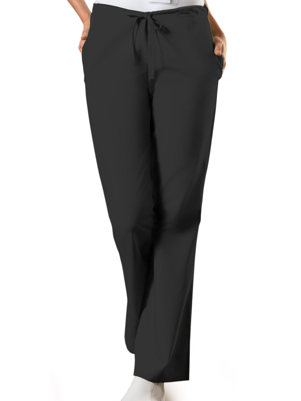 Women's Natural Rise Flare Leg Drawstring Pant - 4101 - Black