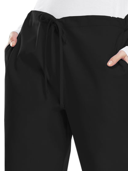 Women's Natural Rise Flare Leg Drawstring Pant - 4101 - Black