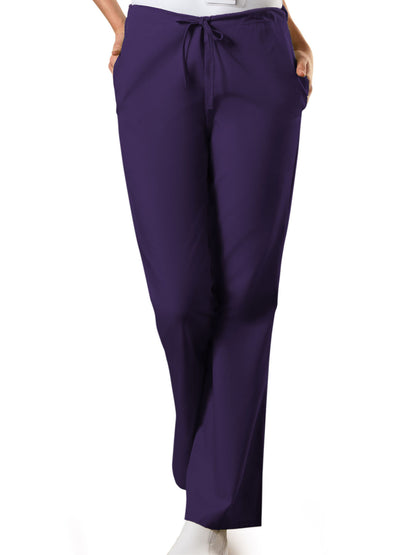 Women's Natural Rise Flare Leg Drawstring Pant - 4101 - Eggplant