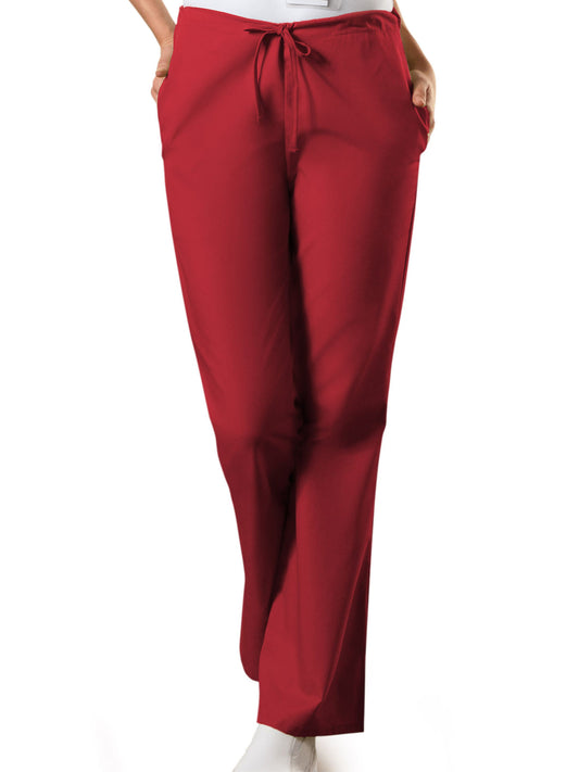 Women's Natural Rise Flare Leg Drawstring Pant - 4101 - Red