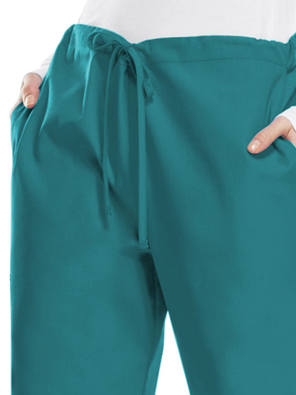 Women's Natural Rise Flare Leg Drawstring Pant - 4101 - Teal Blue