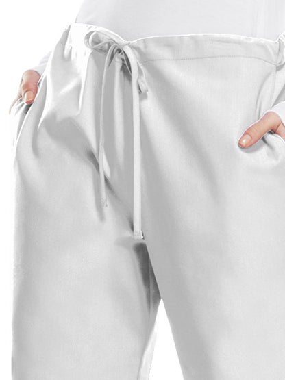 Women's Natural Rise Flare Leg Drawstring Pant - 4101 - White