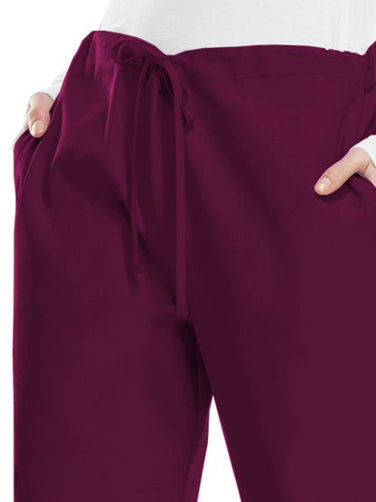 Women's Natural Rise Flare Leg Drawstring Pant - 4101 - Wine