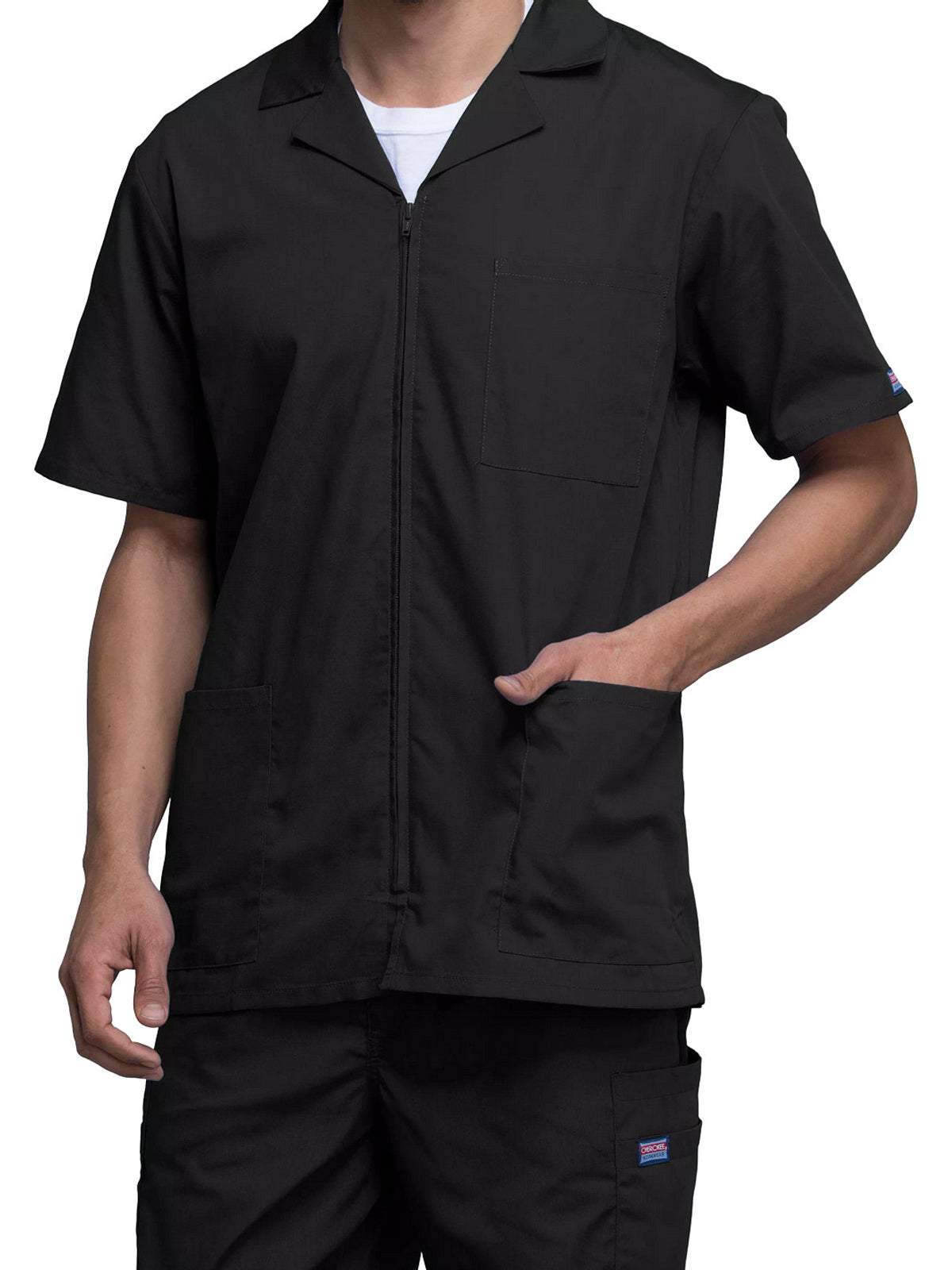 Men's Zip Front Scrub Jacket - 4300 - Black