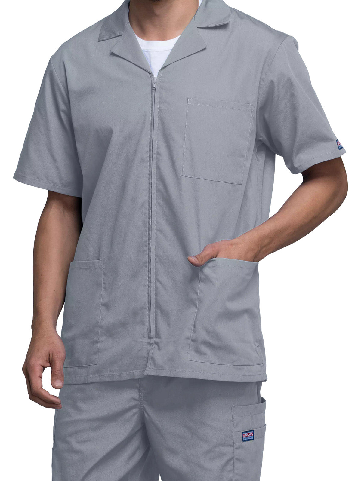 Men's Zip Front Scrub Jacket - 4300 - Grey