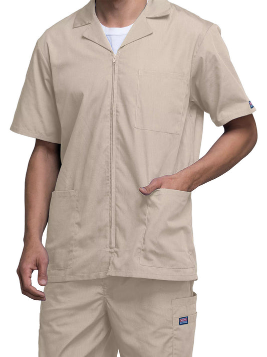 Men's Zip Front Scrub Jacket - 4300 - Khaki