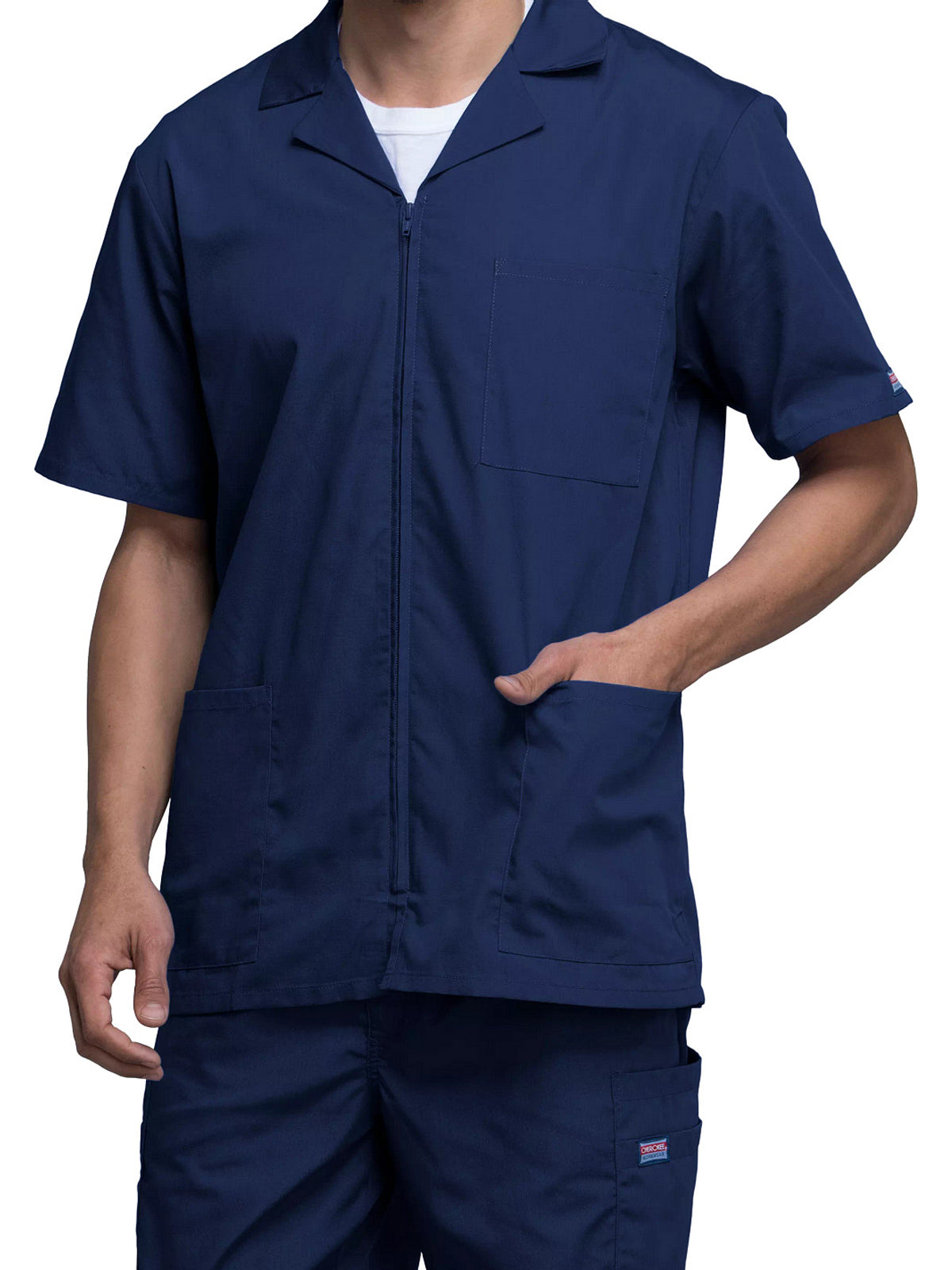 Men's Zip Front Scrub Jacket - 4300 - Navy