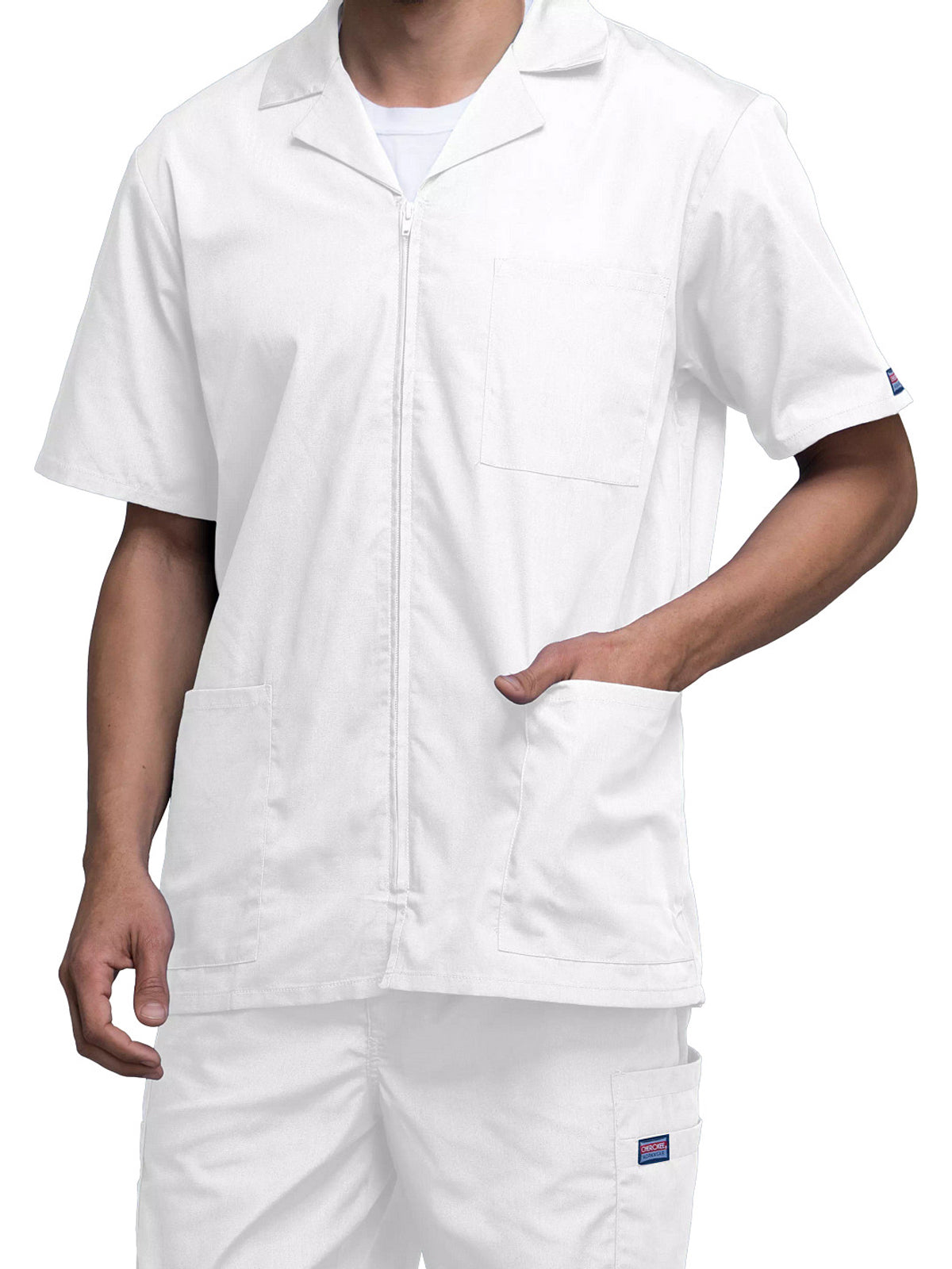 Men's Zip Front Scrub Jacket - 4300 - White