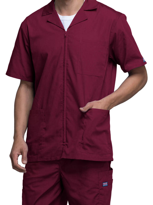 Men's Zip Front Scrub Jacket - 4300 - Wine