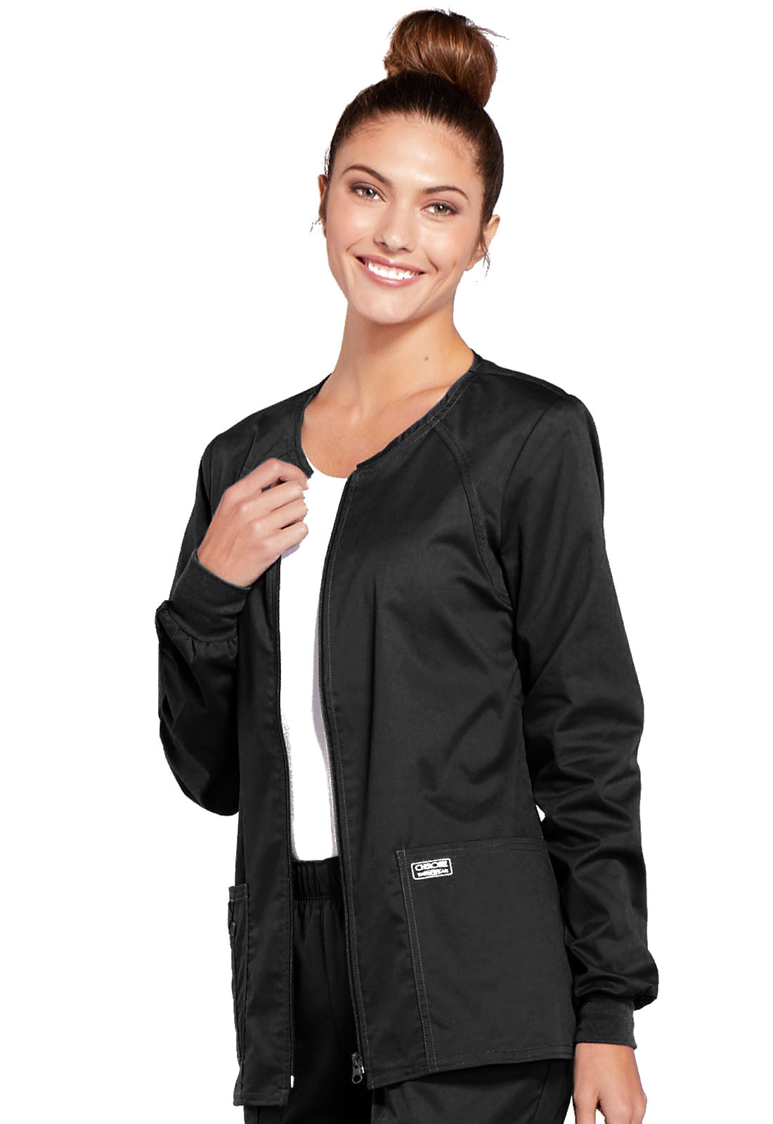 Women's 3-Pocket Zip Front Scrub Jacket - 4315 - Black