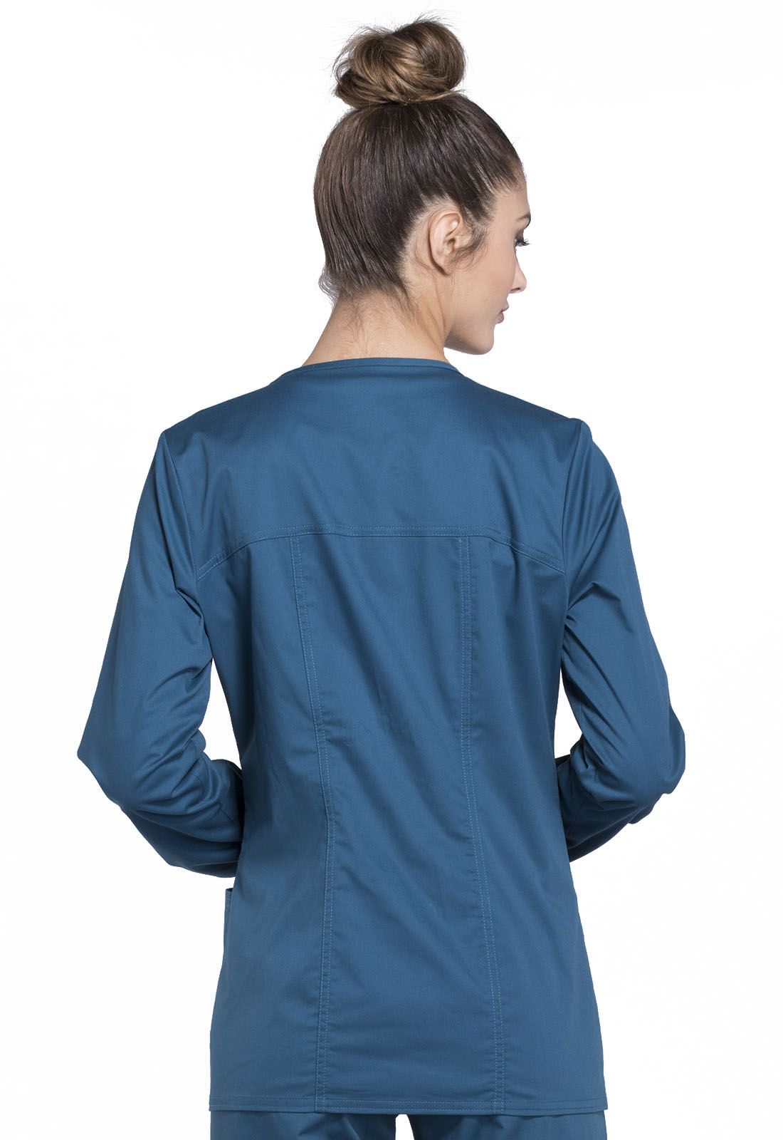 Women's 3-Pocket Zip Front Scrub Jacket - 4315 - Caribbean Blue