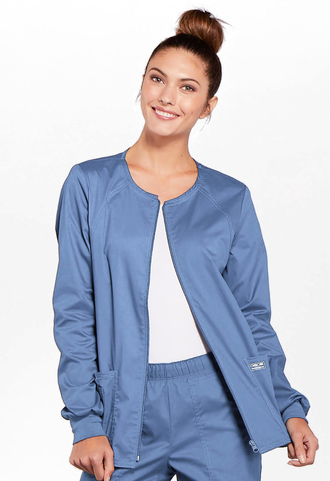 Women's 3-Pocket Zip Front Scrub Jacket - 4315 - Ciel