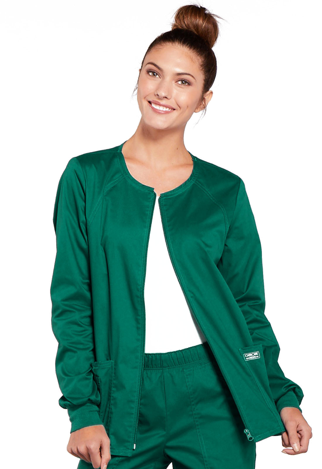 Women's 3-Pocket Zip Front Scrub Jacket - 4315 - Hunter