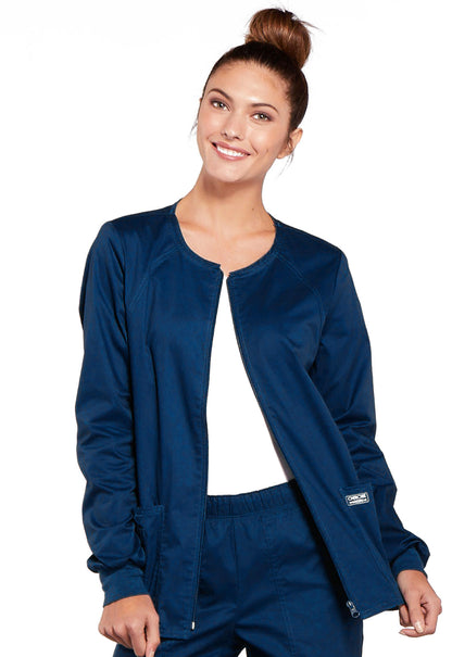 Women's 3-Pocket Zip Front Scrub Jacket - 4315 - Navy