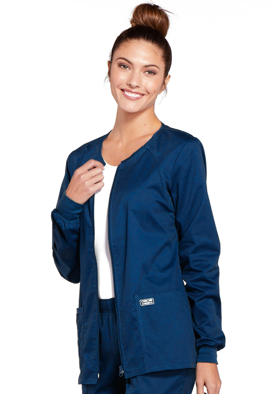 Women's 3-Pocket Zip Front Scrub Jacket - 4315 - Navy