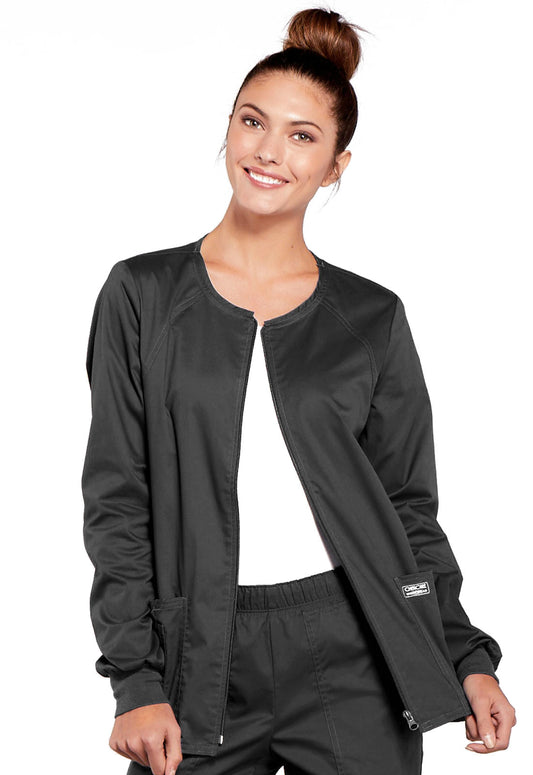 Women's 3-Pocket Zip Front Scrub Jacket - 4315 - Pewter