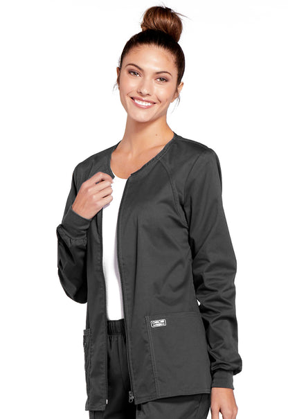 Women's 3-Pocket Zip Front Scrub Jacket - 4315 - Pewter