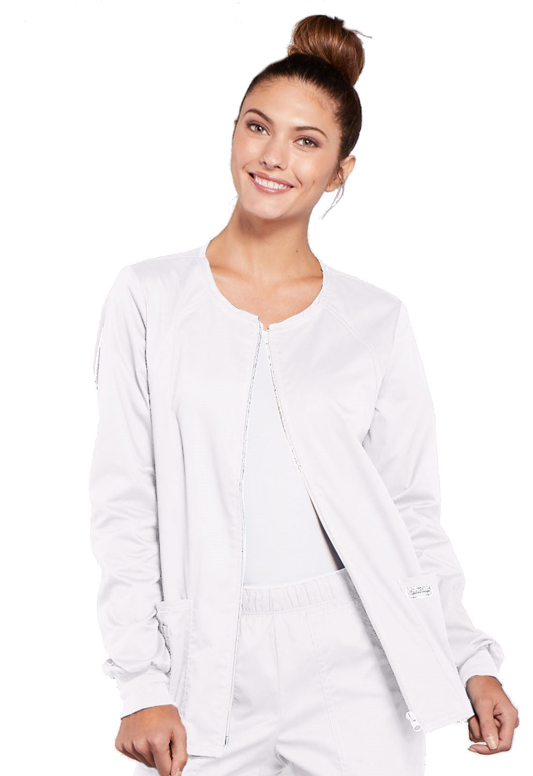 Women's 3-Pocket Zip Front Scrub Jacket - 4315 - White