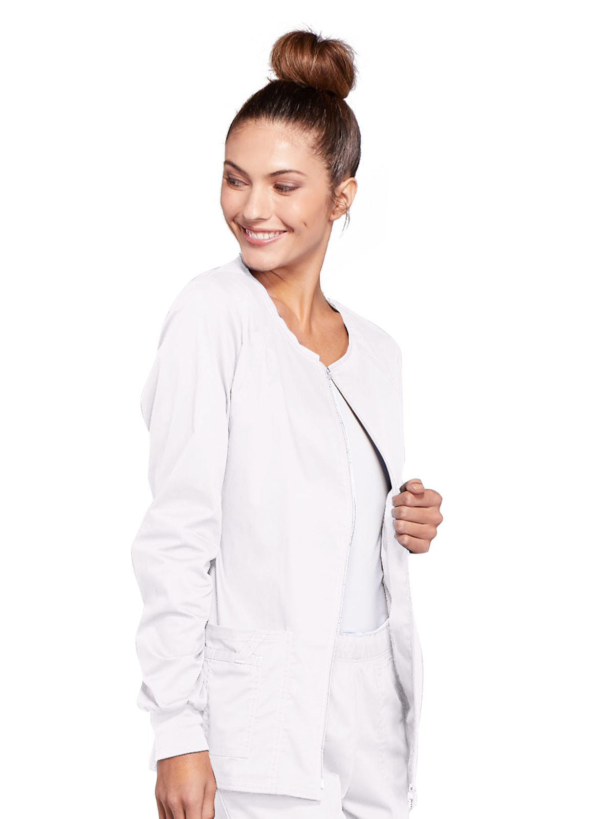 Women's 3-Pocket Zip Front Scrub Jacket - 4315 - White