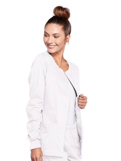 Women's 3-Pocket Zip Front Scrub Jacket - 4315 - White