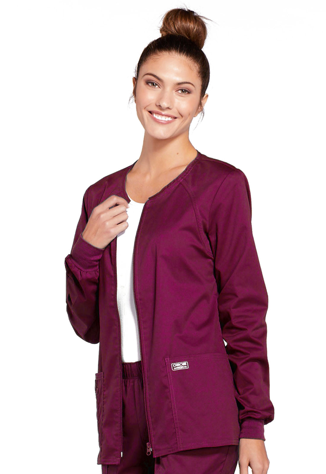 Women's 3-Pocket Zip Front Scrub Jacket - 4315 - Wine