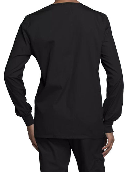 Women's Snap Front Scrub Jacket - 4350 - Black