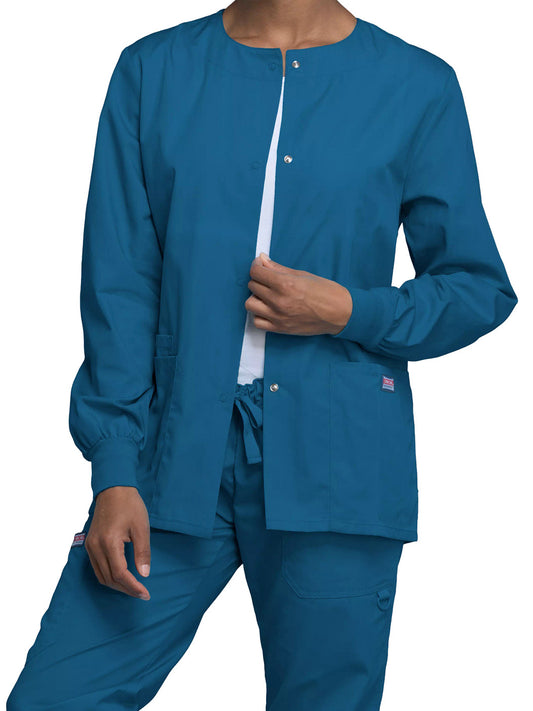 Women's Snap Front Scrub Jacket - 4350 - Caribbean Blue