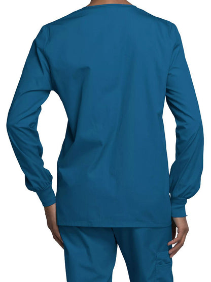 Women's Snap Front Scrub Jacket - 4350 - Caribbean Blue