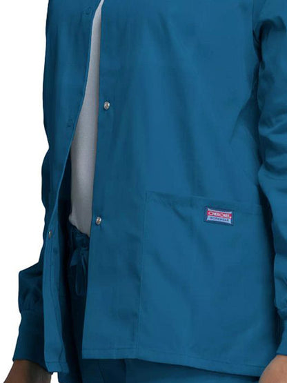 Women's Snap Front Scrub Jacket - 4350 - Caribbean Blue