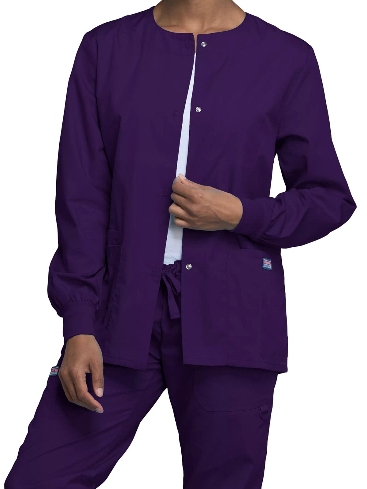 Women's Snap Front Scrub Jacket - 4350 - Eggplant