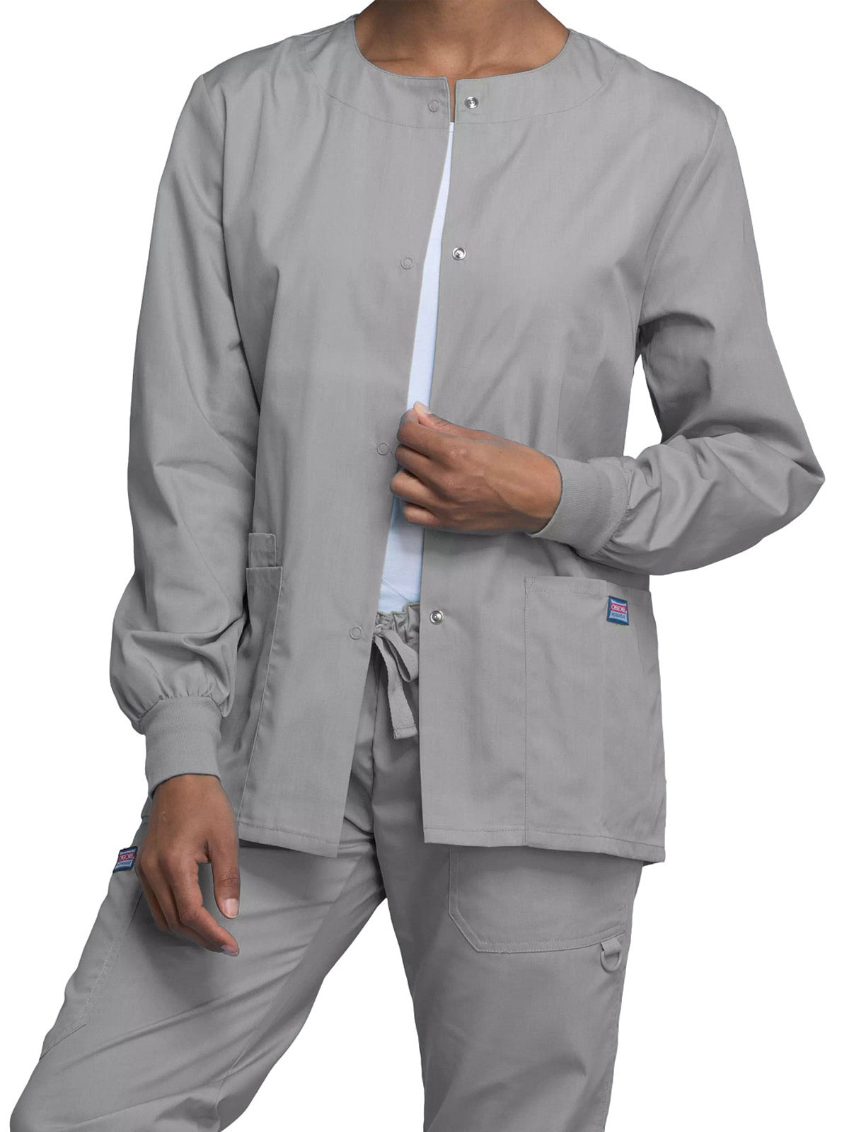 Women's Snap Front Scrub Jacket - 4350 - Grey