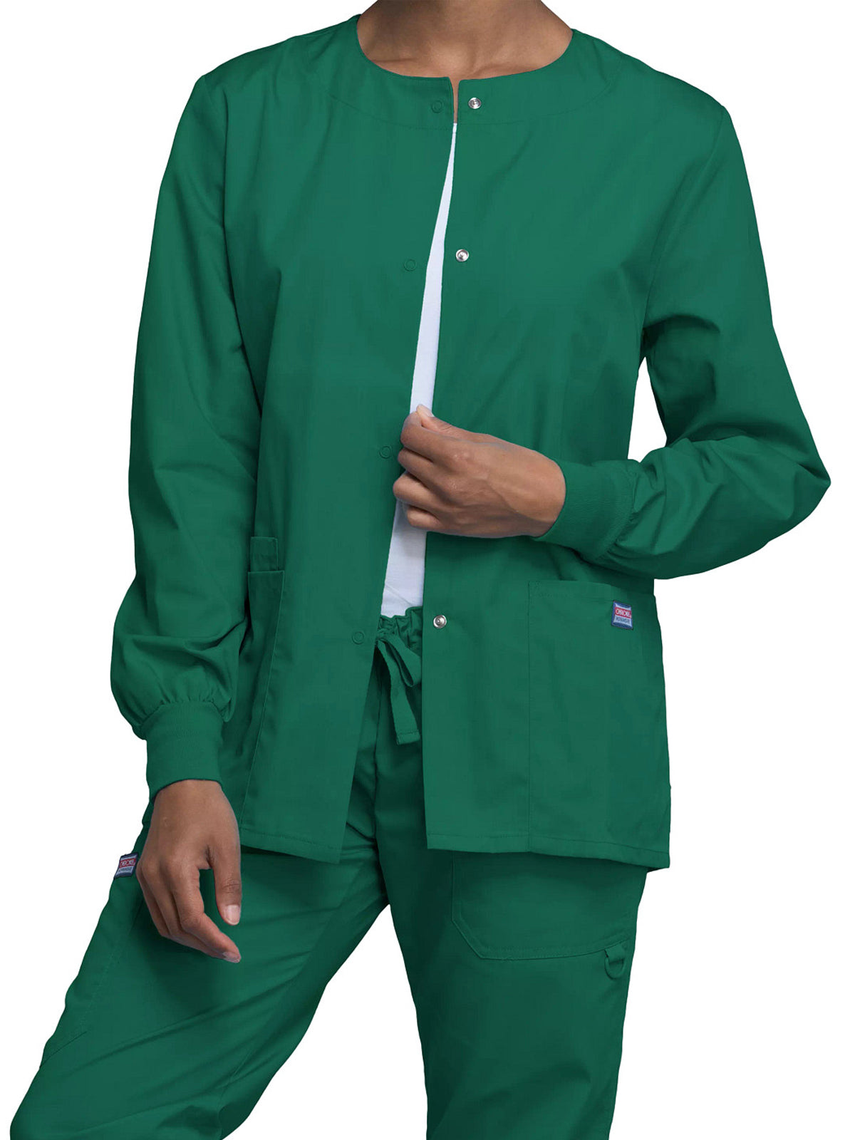 Women's Snap Front Scrub Jacket - 4350 - Hunter Green