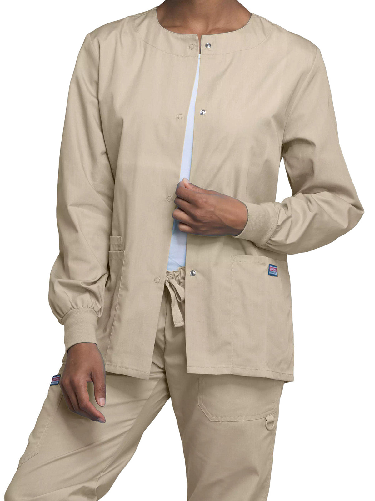 Women's Snap Front Scrub Jacket - 4350 - Khaki