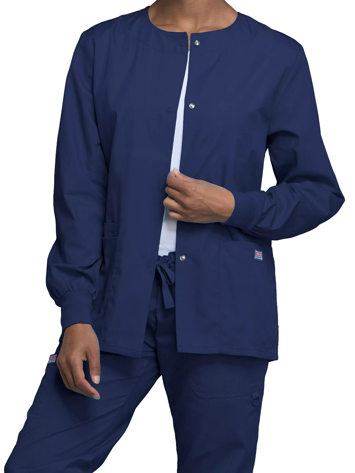 Women's Snap Front Scrub Jacket - 4350 - Navy