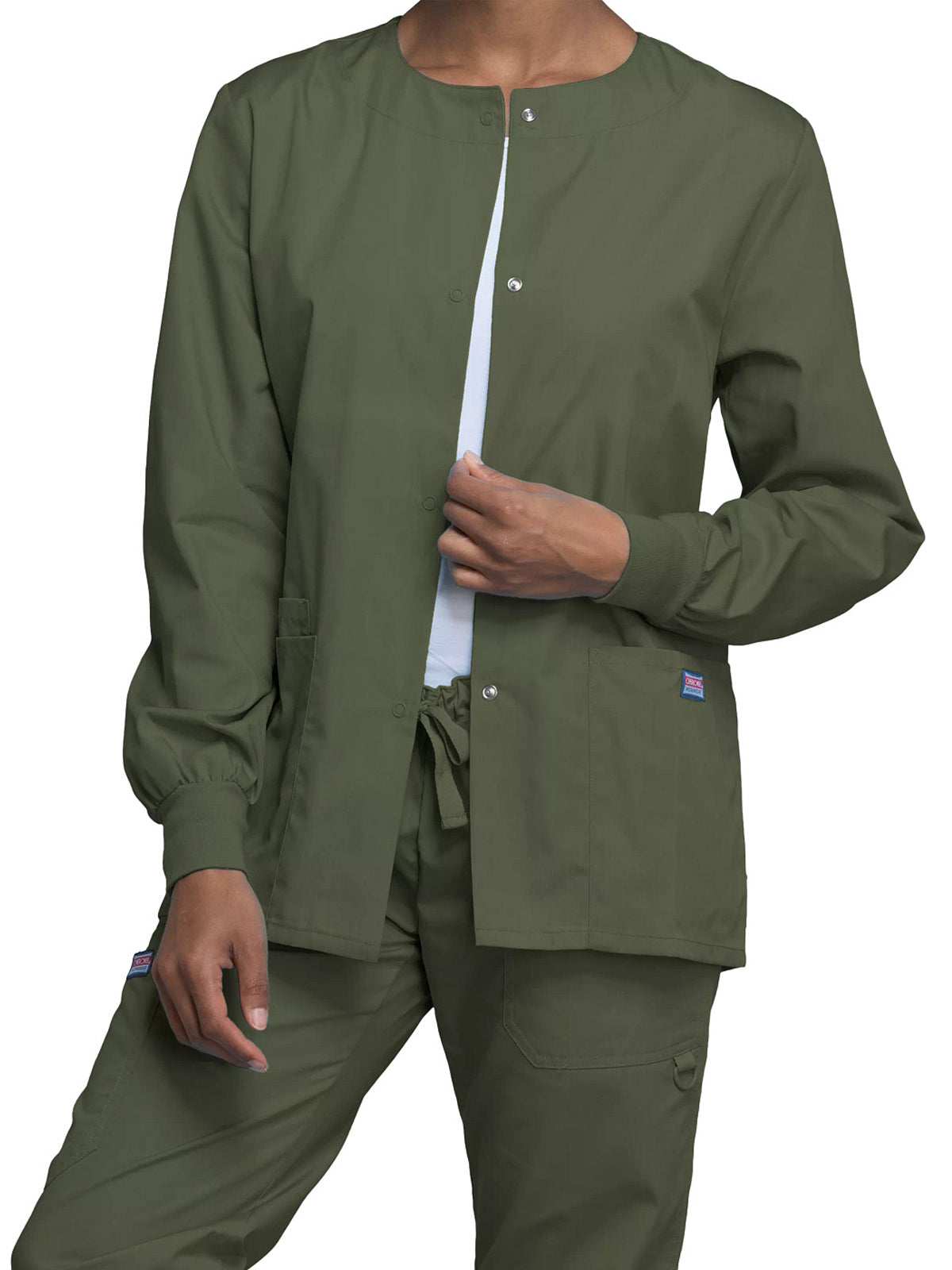 Women's Snap Front Scrub Jacket - 4350 - Olive