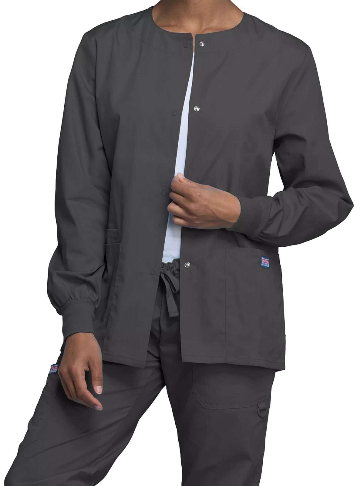 Women's Snap Front Scrub Jacket - 4350 - Pewter