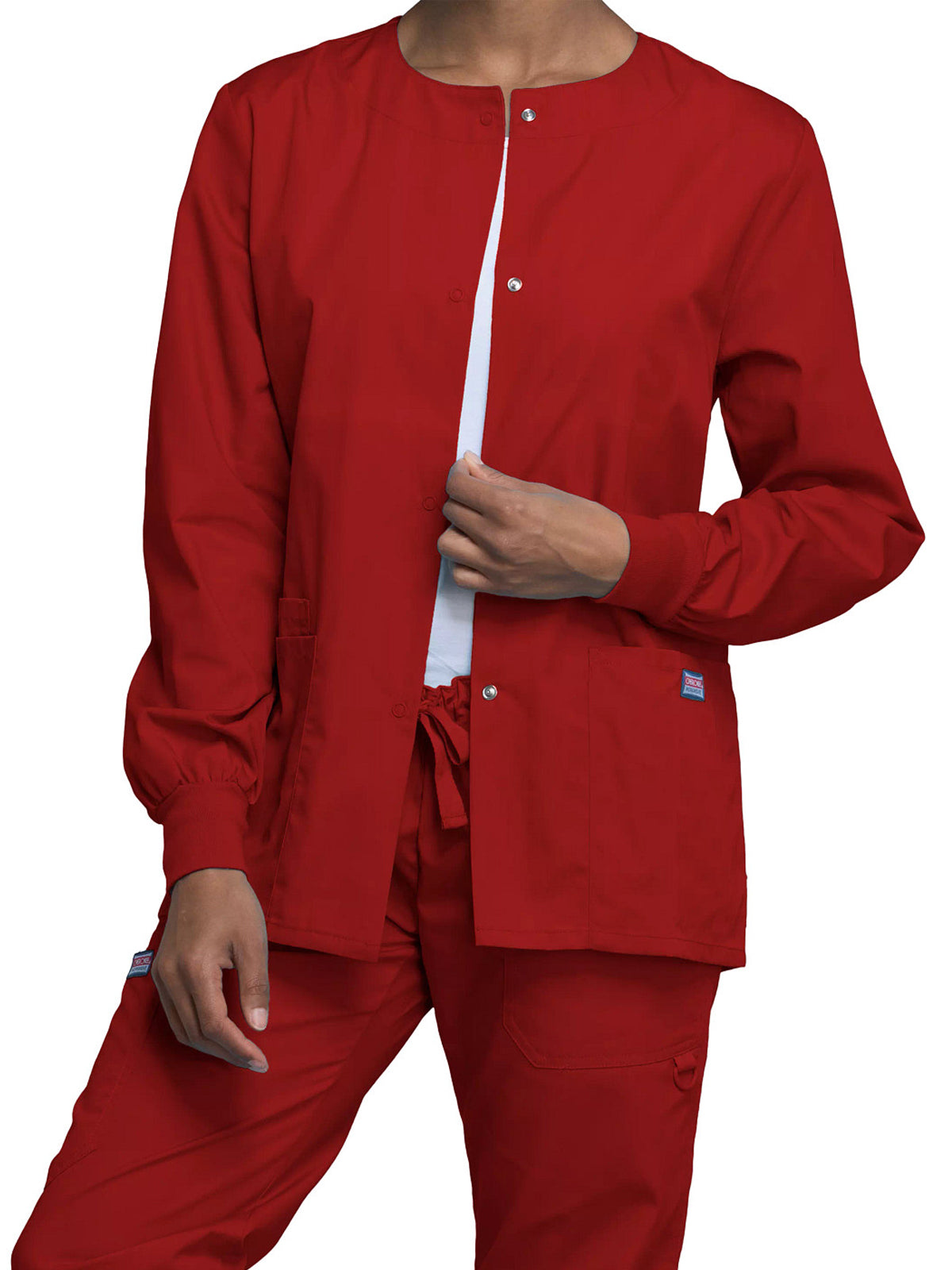 Women's Snap Front Scrub Jacket - 4350 - Red