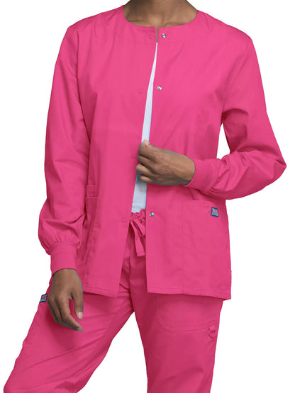 Women's Snap Front Scrub Jacket - 4350 - Shocking Pink