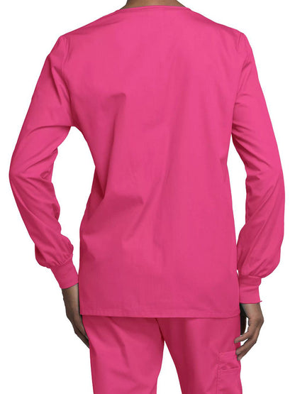 Women's Snap Front Scrub Jacket - 4350 - Shocking Pink