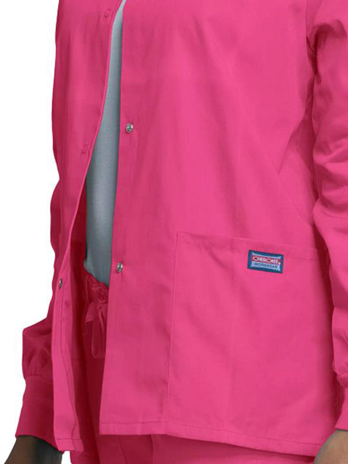 Women's Snap Front Scrub Jacket - 4350 - Shocking Pink