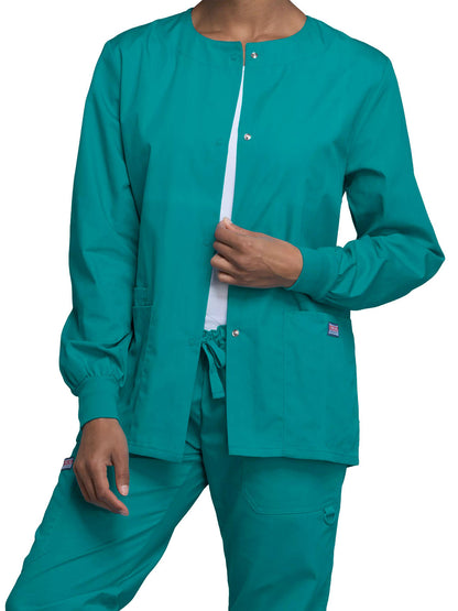 Women's Snap Front Scrub Jacket - 4350 - Teal Blue