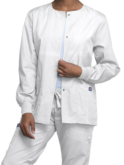 Women's Snap Front Scrub Jacket - 4350 - White