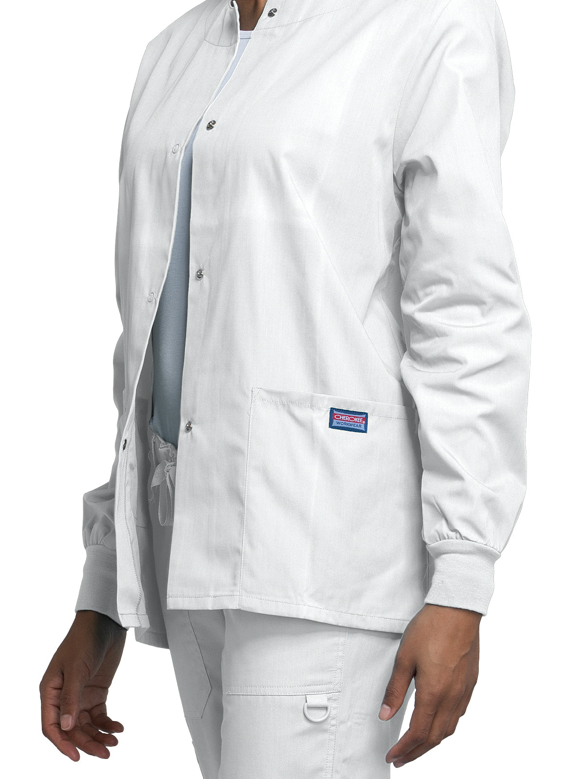 Women's Snap Front Scrub Jacket - 4350 - White