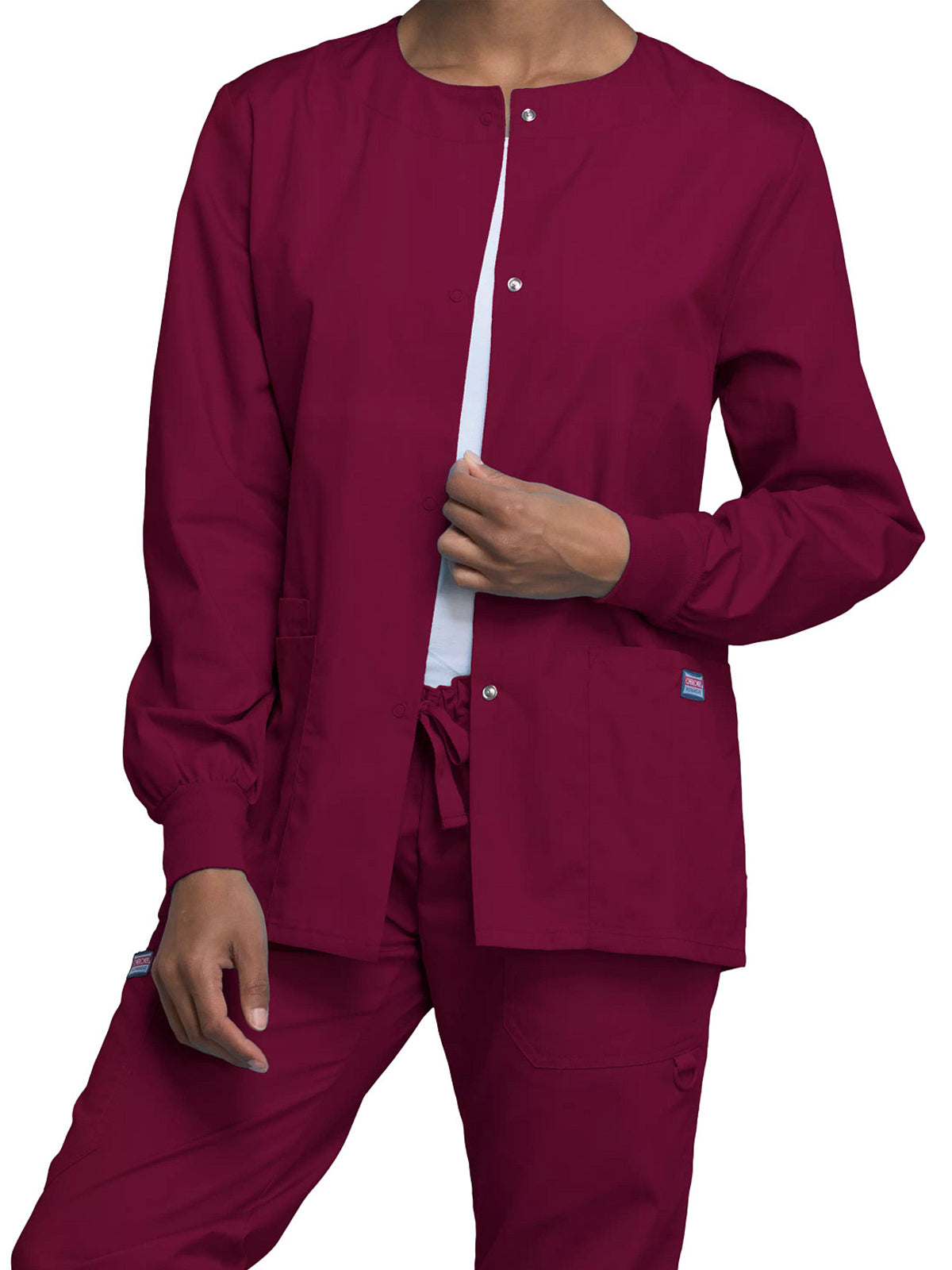 Women's Snap Front Scrub Jacket - 4350 - Wine